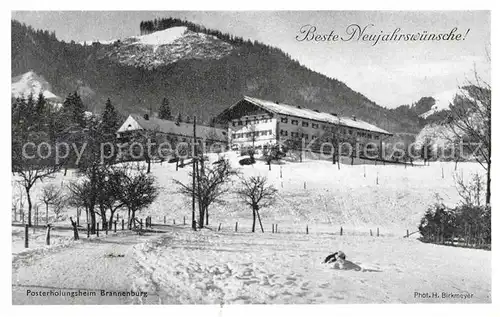 Brannenburg Erholungsheim der Deutschen Postgewerkschaft Speisesaal Neujahrskarte Kat. Brannenburg
