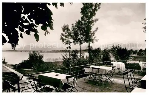 Prien Chiemsee Terrasse Gasthof Schafwaschen Kat. Prien a.Chiemsee