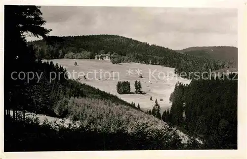 Stutenhaus Adlersberg Panorama Blick zur Berggaststaette Kat. Schmiedefeld Rennsteig