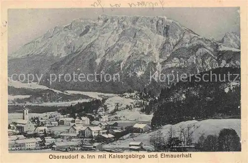Oberaudorf mit Kaisergebirge und Elmauerhalt Kat. Oberaudorf