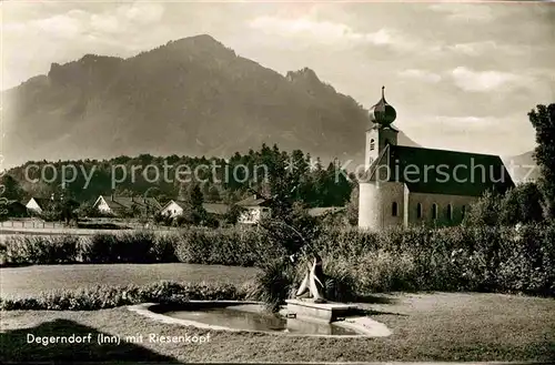 Degerndorf Inn Kirche mit Riesenkopf Kat. Brannenburg