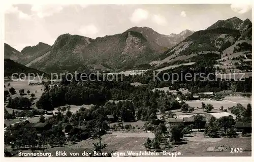 Brannenburg Blick von der Biber gegen Wendestein Gruppe Kat. Brannenburg