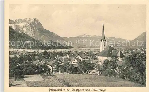 Partenkirchen mit Zugspitze und Tirolerberge Kat. Garmisch Partenkirchen