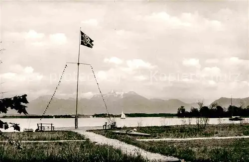 Prien Chiemsee Blick vom Paul Walther Heim auf Alpen Kat. Prien a.Chiemsee