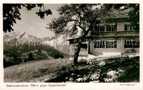 Garmisch Partenkirchen Gschwandnerbauer gegen Zugspitzgruppe Kat. Garmisch Partenkirchen