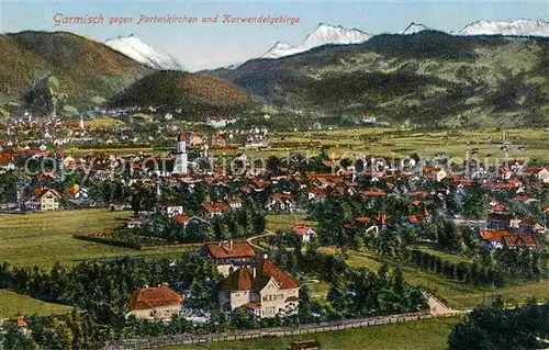 Garmisch Partenkirchen mit Karwendelgebirge Kat. Garmisch Partenkirchen