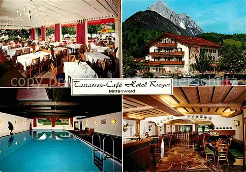 Mittenwald Bayern Terrassen Cafe Hotel Rieger Kat. Mittenwald
