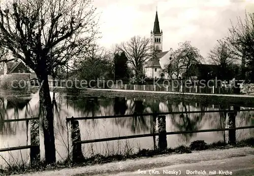 See Niesky Dorfteich Kirche Kat. Niesky