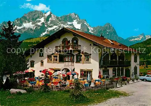 Mittenwald Bayern Kruen Hote Restaurant Cafe Tonihof Kat. Mittenwald