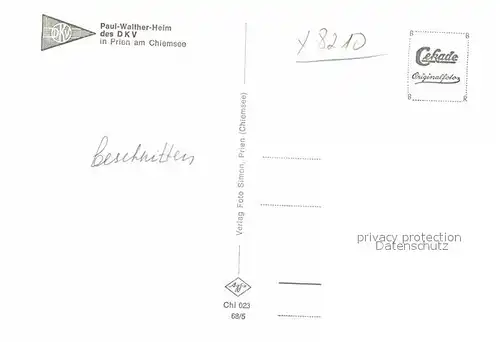 Prien Chiemsee Paul Walther Heim des DKV Kat. Prien a.Chiemsee