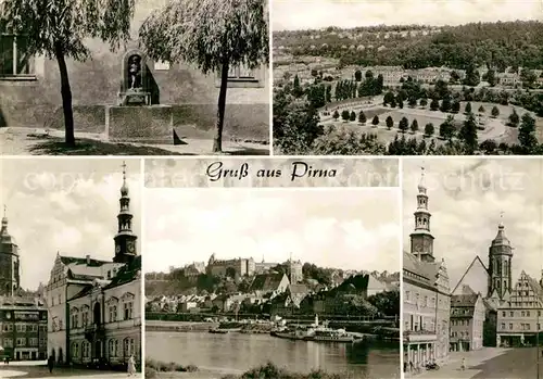 Pirna Teilansichten Innenstadt Brunnen Elbe Schloss Kat. Pirna