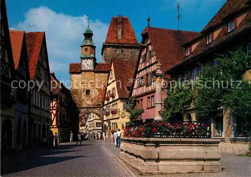 Rothenburg Tauber Roederbogen mit Markusturm Brunnen Altstadt Kat. Rothenburg ob der Tauber