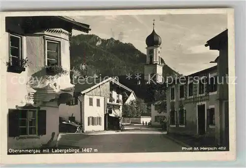 Oberammergau Ortspartie mit Labergebirge Kat. Oberammergau