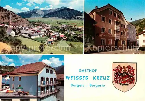 Burgusio Gasthof Weisses Kreuz Teilansicht  Kat. Italien