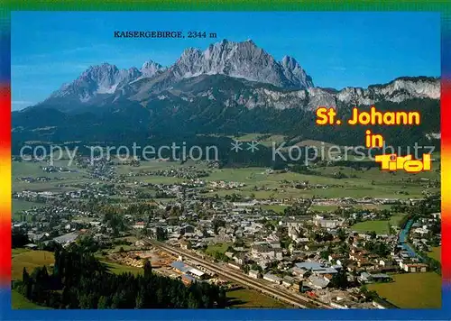 St Johann Tirol mit Kaisergebirge Fliegeraufnahme Kat. St. Johann in Tirol