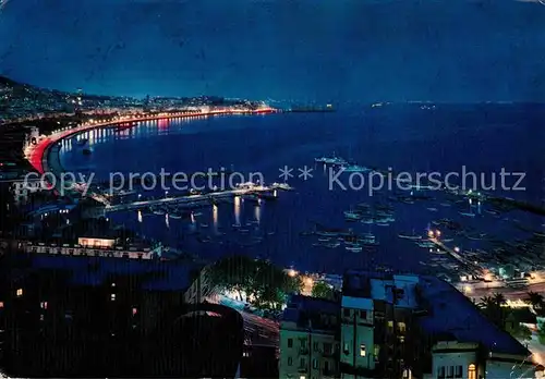 Napoli Neapel Notturno da via Petrarca Porto Hafen Nachtaufnahme Kat. Napoli