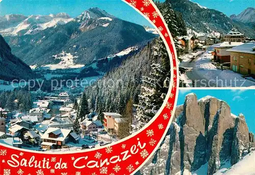 Canazei Suedtirol Gesamtansicht Wintersportplatz Dolomiten Gebirgspanorama Kat. 