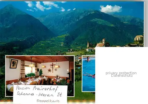 Schenna Meran Pension Prairerhof Doppelkarte Kat. Italien