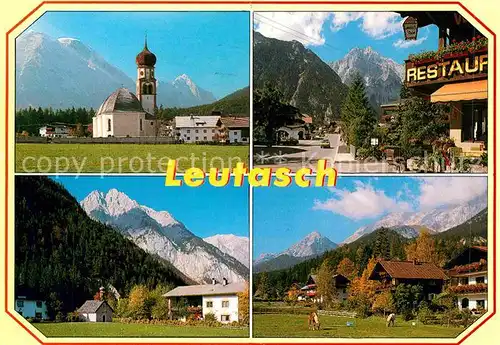 Leutasch Pfarrkirche Waidach OT Untergasse OT Klamm mit Wetterstein Kat. Leutasch Tirol