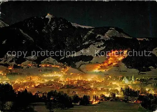 Kitzbuehel Tirol mit Hahnenkamm Nachtpiste Kat. Kitzbuehel