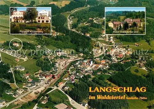 Langschlag Fliegeraufnahme Pension Klosterberg Hotel Waldviertler Hof Kat. Langschlag