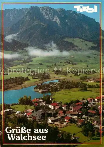 Walchsee Tirol Panorama mit Kaisergebirge Kat. Walchsee