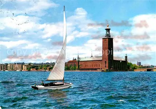Stockholm Stadshuset Riddarfjaerden Segelboot Kat. Stockholm
