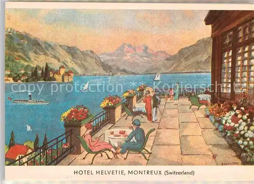 Montreux VD Hotel Helvetie Kuenstlerkarte Kat. Montreux