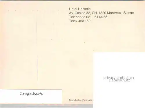 Montreux VD Hotel Helvetie Kuenstlerkarte Kat. Montreux