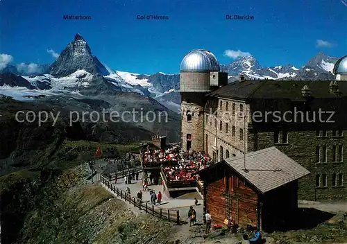 Gornergrat Zermatt Kulmhotel Gornergrat mit Matterhorn Col d Herens Dent Blanche Kat. Gornergrat