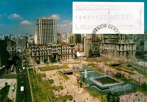 Sao Paulo Vista da Praca da Se com Fonte Luminosa Forum Catedral Kat. Sao Paulo