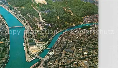 Namur sur Meuse et Jambes Vue aerienne Panorama sur confluent Sambre et Meuse