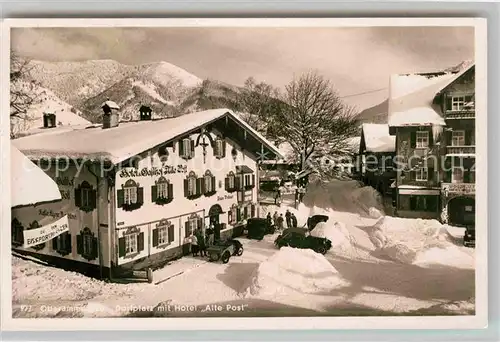 Oberammergau Dorfpartie mit Hotel Alte Post Kat. Oberammergau