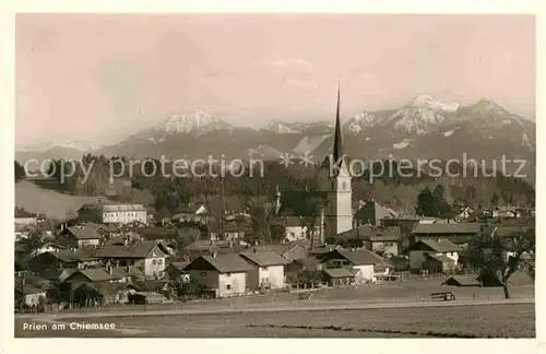 Prien Chiemsee Panorama Kirche Kat. Prien a.Chiemsee