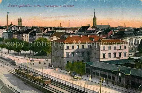 Ludwigshafen Rhein Marktplatz  Bahnhof Kat. Ludwigshafen am Rhein