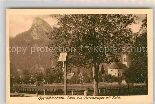 Oberammergau Kirchpartie mit Kofel Kat. Oberammergau