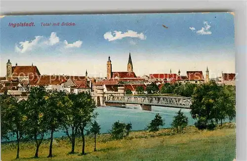 Ingolstadt Donau Totalansicht mit Bruecke Kat. Ingolstadt