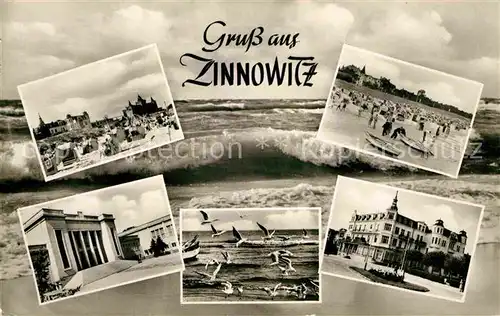 Zinnowitz Ostseebad Strand Brandung Moewen Erholungsheim Kurhaus