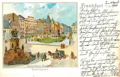 Frankfurt Main Gutenberg Denkmal Goetheplatz Kuenstlerkarte Kat. Frankfurt am Main