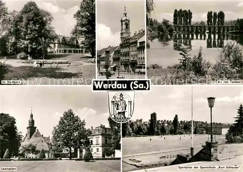 Werdau Sachsen Stadtpark An den Teichen Markt Leninplatz Kat. Werdau