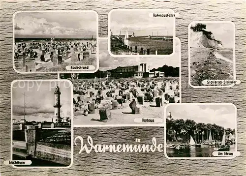 Warnemuende Ostseebad Stolteraa Seeufer Hafenausfahrt Am Strom Strand Leuchtturm Kurhaus Kat. Rostock