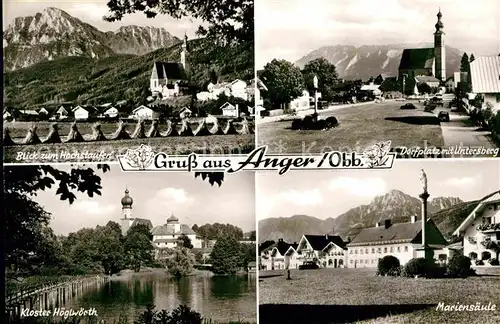 Anger Chiemgau Dorfplatz Hochstaufen Kloster Hoeglwoerth Mariensaeule