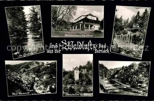 Bad Berneck Waldkurhaus Waldlust Kolonnade Schlossturm Kat. Bad Berneck Fichtelgebirge