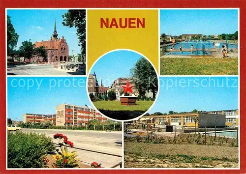 Nauen Havelland Rathaus Freibad Wilhelm Pieck Oberschule Sowjetisches Ehrenmal Kinderkombination Kat. Nauen