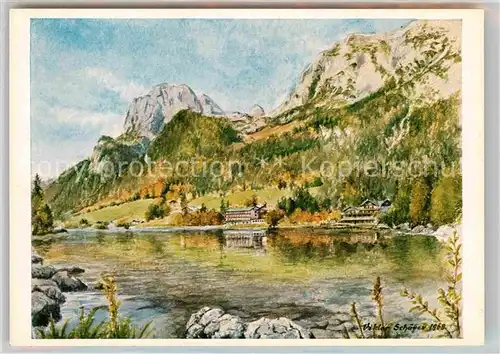 Ramsau Berchtesgaden Kuenstlerkarte Reiteralpe Hintersee Viktor Schaefer Aquarell Kat. Ramsau b.Berchtesgaden