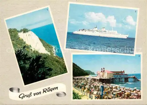 Stubbenkammer Ruegen Kreidefelsen Faehre Sellin Seebruecke Strand Kat. Sassnitz