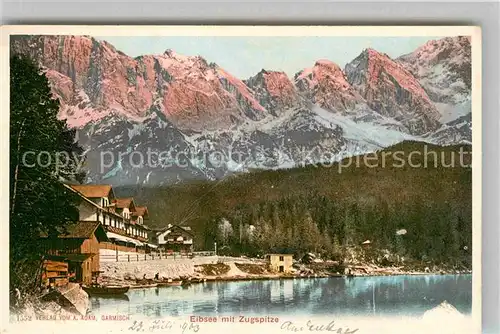 Eibsee Blick zur Zugspitze Kat. Grainau