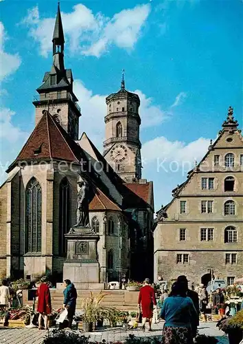 Stuttgart Stiftskirche mit Fruchtkasten und Schillerdenkmal Kat. Stuttgart