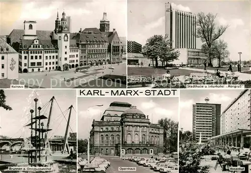 Karl Marx Stadt Rathaus Interhotel Kongress Opernhaus Rosenhof Kat. Chemnitz