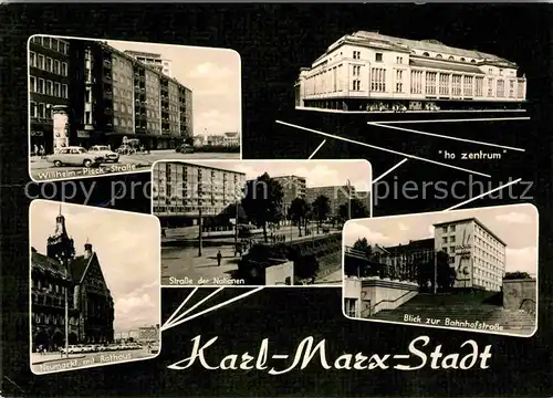 Karl Marx Stadt Neumarkt mit Rathaus Bahnhofstrasse Wilhelm Pieck Strasse Kat. Chemnitz